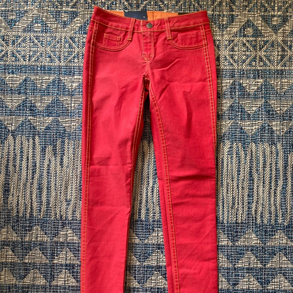 BLEULAB Reversible Detour Skinny Jeans/Jeggings Orange/Red Size 23 New AS IS